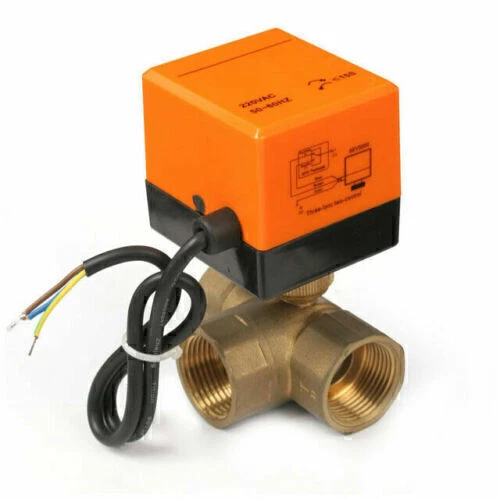 SHZICMY 3-Wege Motor-Kugelhahn G1 1/4″ – DN32, Messing, AC220V, Für Klima- & Wassersteuerung