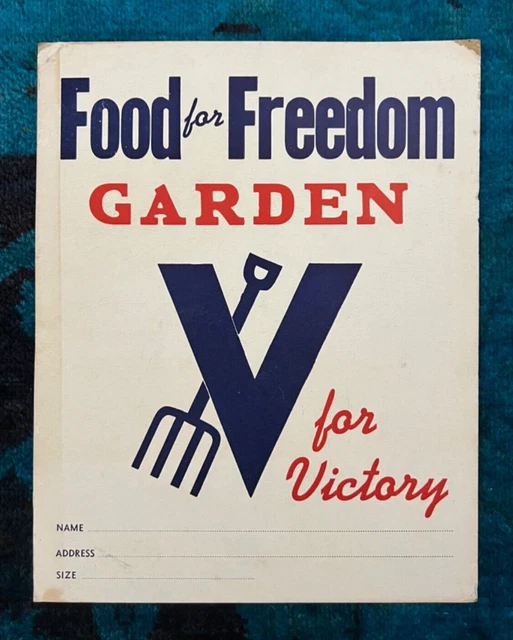 WWII WW2 ORIGINAL War Poster Food for Freedom Victory Garden Home Front ...