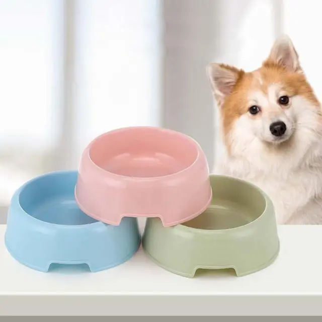 Candy Color Pet Bowl Puppy Kitten Plastic Food Bowl' L9T0