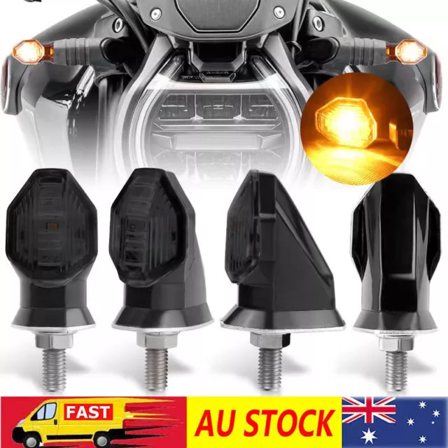 4X Mini Motorcycle Indicators Amber LED Turn Signal Light Dirt Bike Blinker Lamp