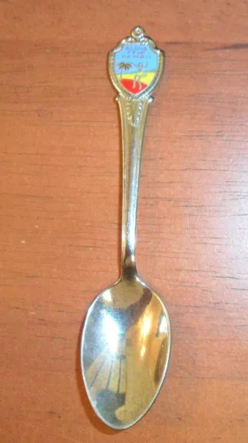 ALOHA FROM HAWAII, Collectors, Souvenir Spoon, Silver Tone, Enamel Top, 4 3/8"