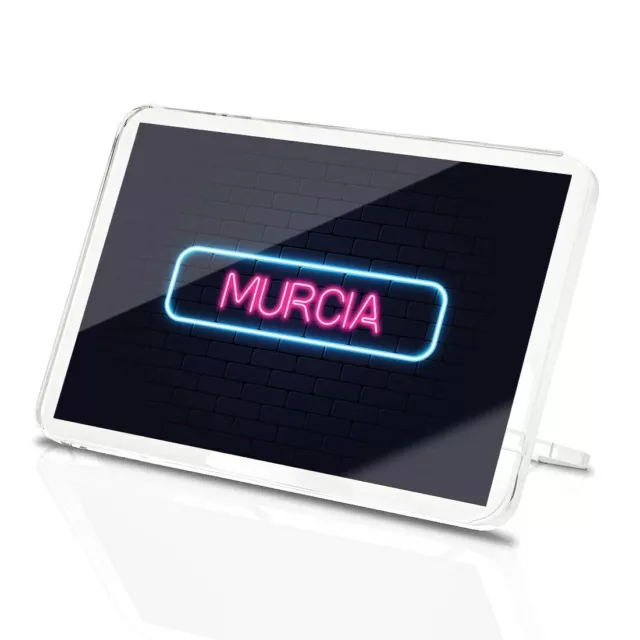 1x Rectangle Fridge MDF Magnet Neon Sign Design Murcia City Spain #350057