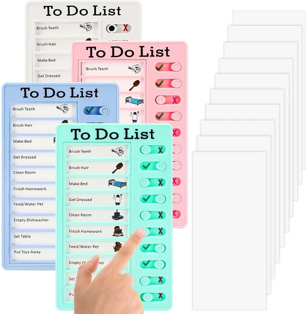 Memo Checklist Planner YAZWUR – Lavagna Con 10 Carte Bianche, Organizzatore Di Routine Per Bambini E Adulti, 20x12 Cm