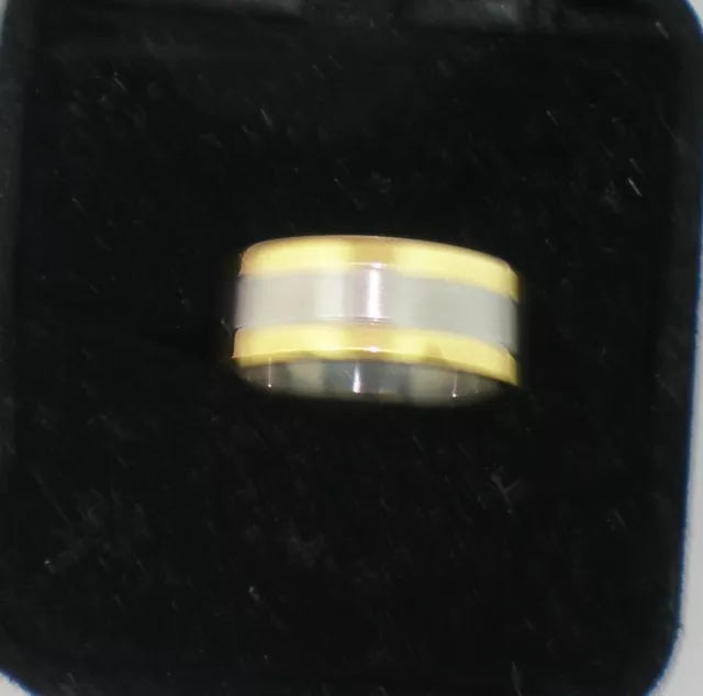 Bague Design Unisexe En Acier Inoxydable Or Argent Deux Tons Argent Deux Tons Taille:9