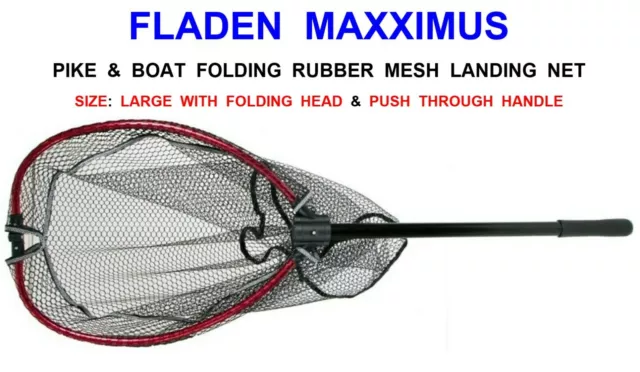 FLADEN MAXXIMUS PIKE / Boat Folding Rubber Mesh Landing Net Push Through  Handle £35.95 - PicClick UK