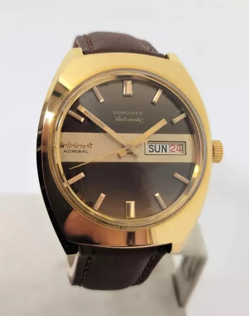 VINTAGE 18K GP LONGINES 5 Star ADMIRAL Automatic DAY DATE Watch Cal.508 ...