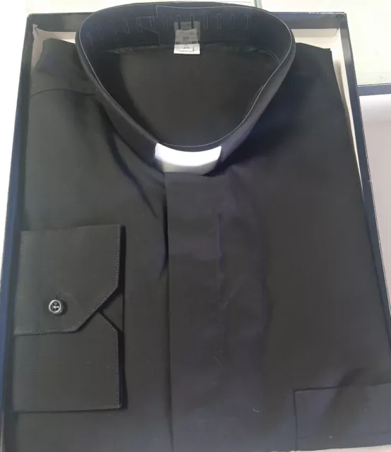 Camicia clergyman manica Lunga misto cotone Nero TG 41