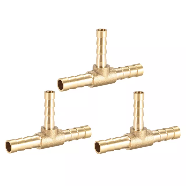 6mm x 5mm x 6mm Brass Hose Reducer Barb Fitting Tee T-Shaped 3 Way Barbed 3pcs
