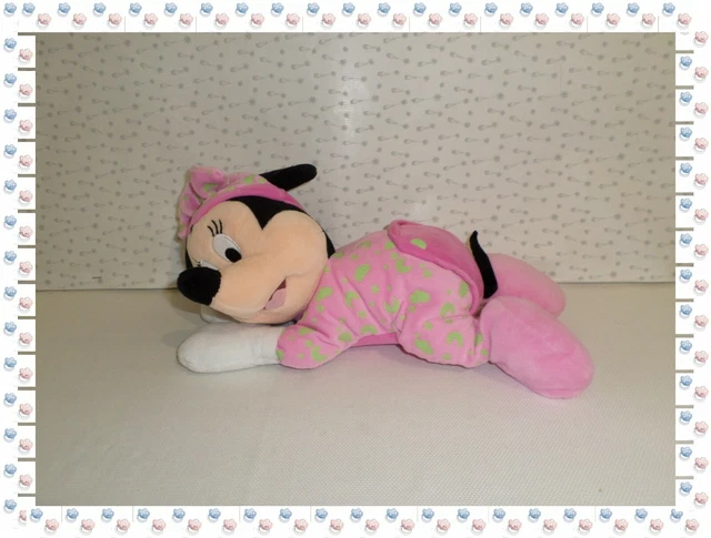 ◈ - Doudou Peluche Minnie Rose Vert Luminescent Lune Etoiles  Disney Nicotoy