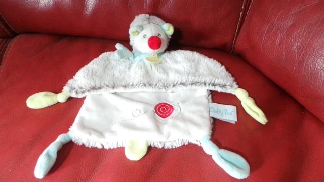Doudou Plat Gaston le Hérisson Baby nat Gris Blanc Escargot