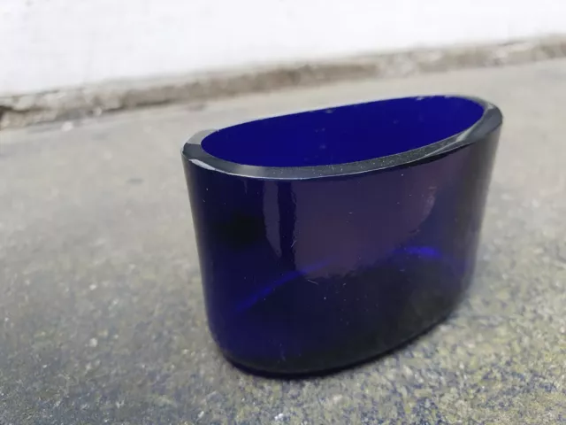 ANTIQUE VINTAGE BRISTOL BLUE REPLACEMENT GLASS LINER SALT MUSTARD POT aa