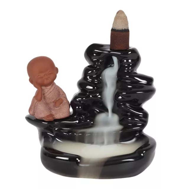 Soporte quemador cono de incienso de reflujo negro Buddha Waterfall