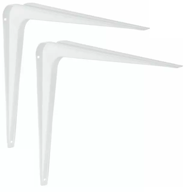 2x Ménsula Blanco Consola de Pared Estantería Sistema Estante Angular Acero Set