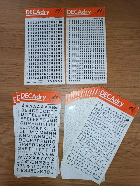 SELTEN Vintage SET 20x DECAdry Reib-On Transfers Nr. 55 52 26 24 Zahlen & Buchstaben