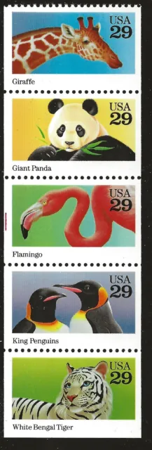 US Scott #2709a, Booklet Pane 1992 UNFOLDED Wild Animals 29c VF MNH