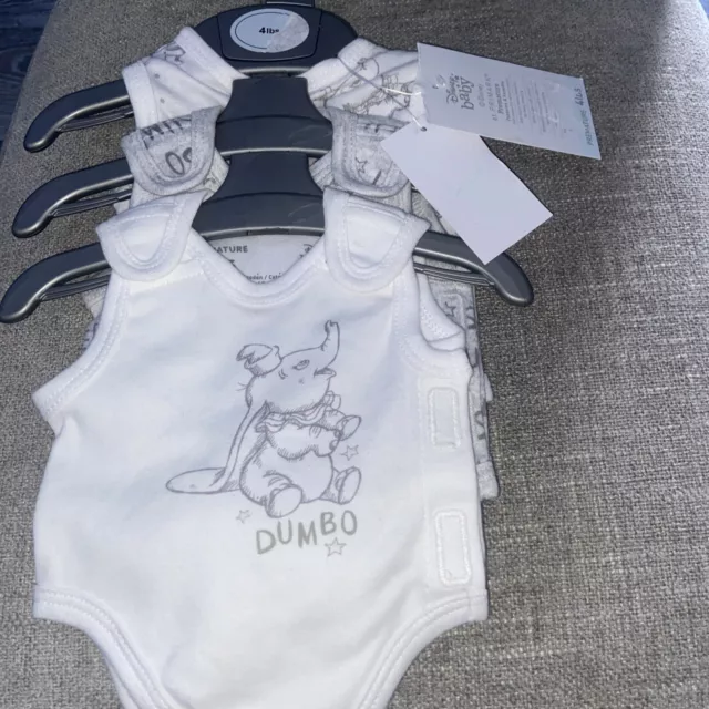 Premature Tiny Baby Disney Dumbo Clothes X 3 Vests Vest 4 Ibs  Reborn Doll