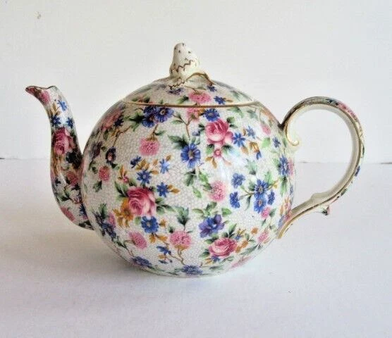 Royal Winton Grimwades Old Cottage Chintz (Pre 1960, Cream) 3-Cup TEAPOT