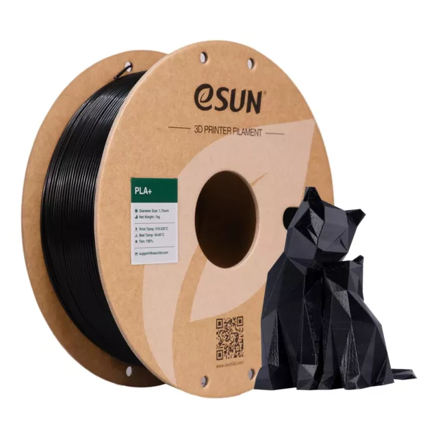 eSUN PLA+ Filament 1.75mm, Enhanced Toughness, 1KG (1 Spool), AD-Black