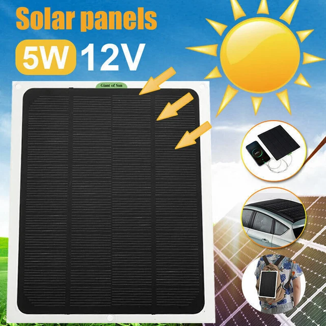DC 12V & 5V Solar Panel Battery Charger Kit Maintainer Marine Boat RV
