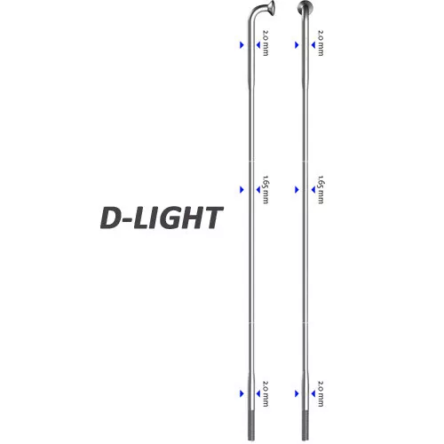 Sapim Speiche D-Light 90° silber 290mm Ø 2.0 x 1.65 x 2.0 100 Stück