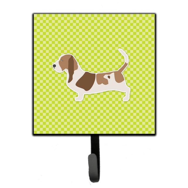 "Caroline's Treasures Basset Hound Checkerboard Green Leash or Key Holder BB3...
