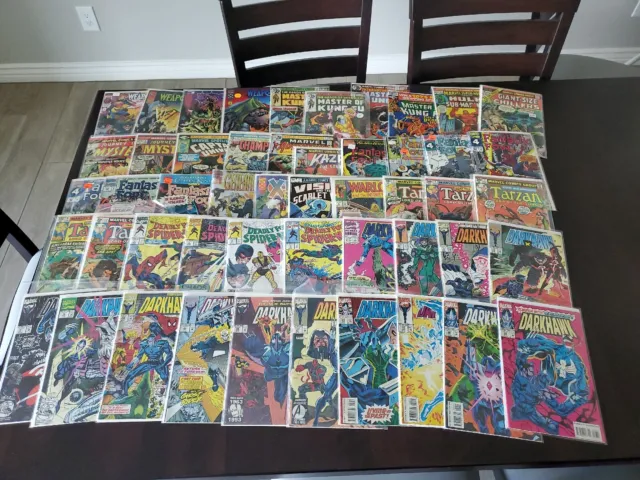 Lot Of 50 Marvel Comics Fantastic Four Spiderman Shang Chi Weapon X Darkhawk Etc