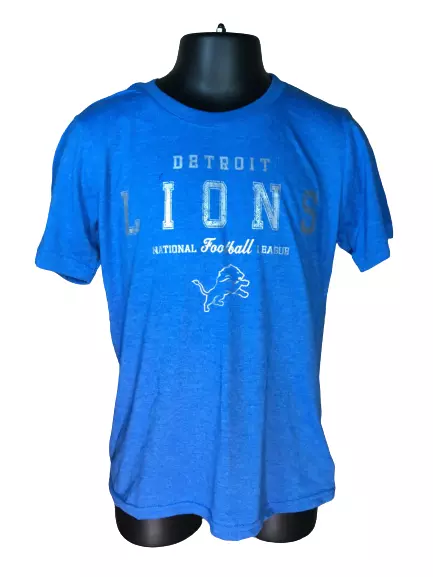 NFL Team Apparel DETROIT LIONS Football T-shirt - Size 6/7/8/10 Years Blue