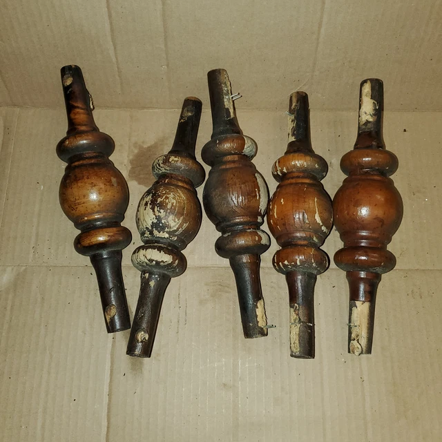 5 Architectural Antique Salvage Chippy Painted  Wooden Spindles Porch Farmhouse 2