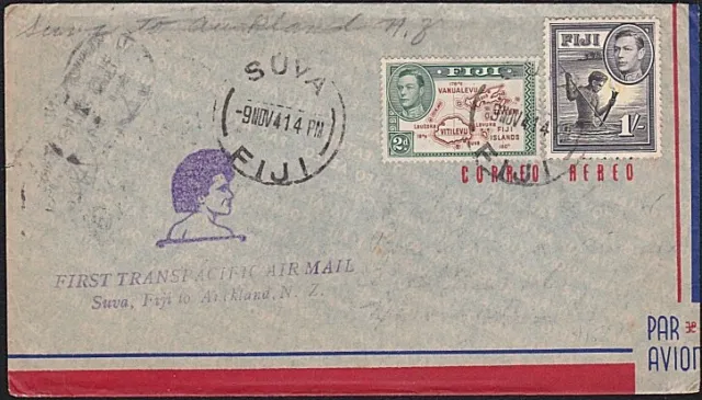 FIJI 1941 First flight cover Suva to Auckland NZ...........................A7777