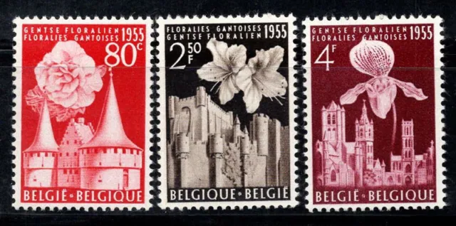 Belgique 1955 Mi. 1010-1012 Neuf ** 100% fleurs, monuments