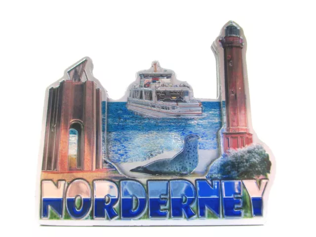 Norderney Germany Kontur Magnet Laser Metall Souvenir Leuchtturm Seehund Fähre