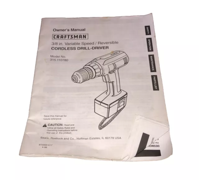Craftsman cordless drill model 315 deals