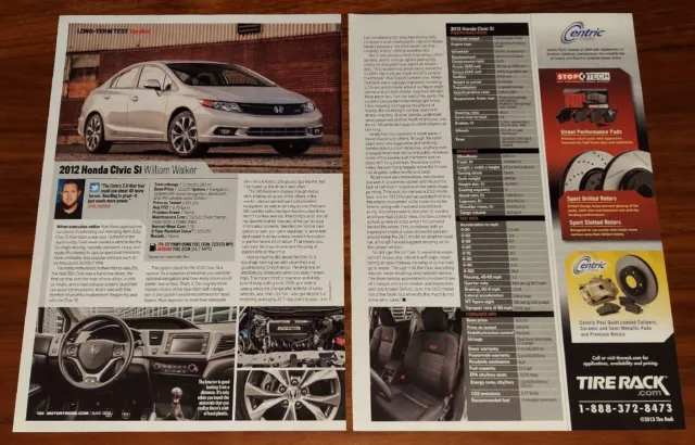 Honda 2012 Civic Si Sedan Magazine Article Motor Trend Long Term Test