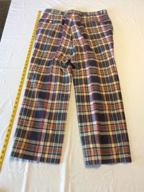 Rare Vintage Made In Usa Wedge Wood  Plaid Mens Casual Golf Pants