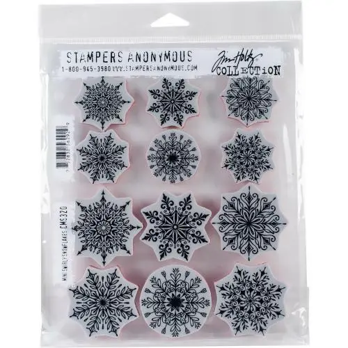 "Estampillas adhesivas Tim Holtz mini copos de nieve de Swirley, 7"" x 8,5"