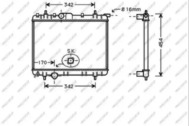 Enfriador Refrigeración del motor con Acoples rápidos PRASCO para PEUGEOT 206