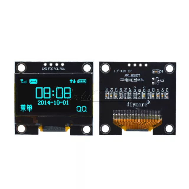 Blue 1.3" OLED LCD Display 4Pin Module IIC I2C 128x64 3-5V Interface for Arduino