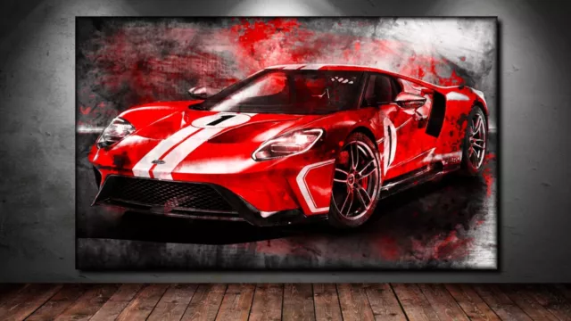 Leinwand Bild Er Xxl Pop Art Ford Gt Auto Sport Graffiti Abstrakt Wand Bild