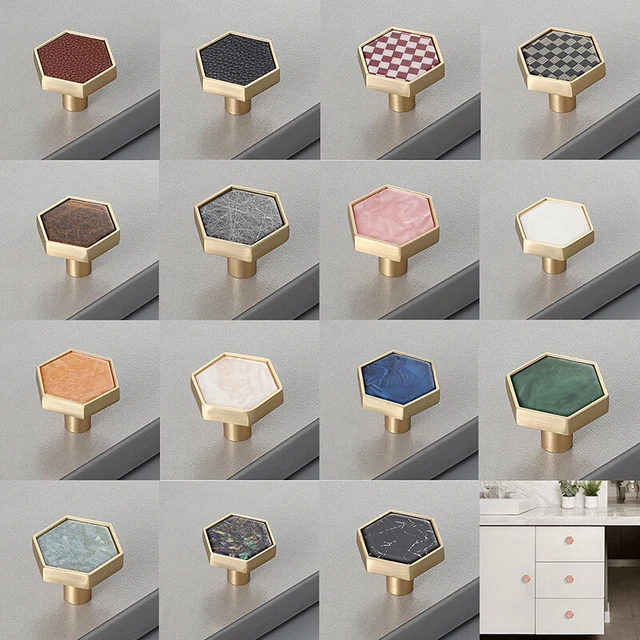 Hexagonal Drawer Cabinet Door Wardrobe Brass Single Hole Door Handle Ho-wf