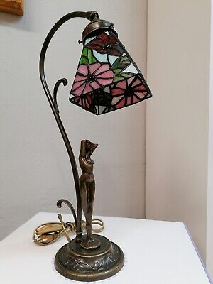 Lampada da tavolo comodino ottone paralume in mosaico di vetro
