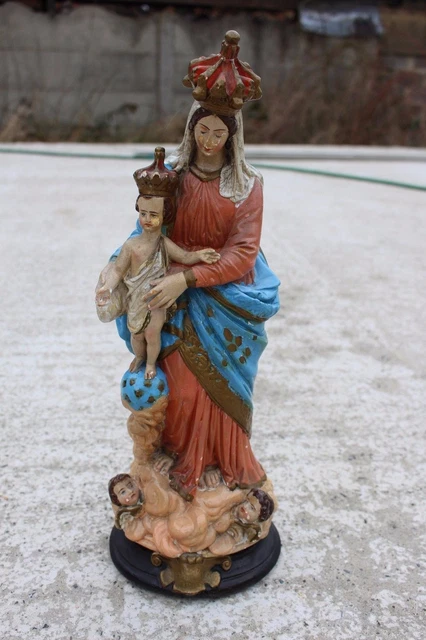 VIRGIN MARY MADONNA with Child Plaster Notre Dame De Victoire Angels ...