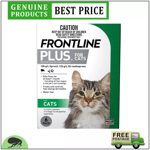 FRONTLINE PLUS For Cats and Kittens 6 Doses Monthly Flea Treatment GREEN Pack