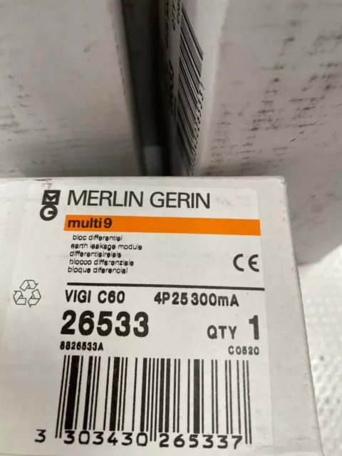 1pc x Merlin Gerin Schneider multi 9 vigi c60 26533 4p 25 300mA