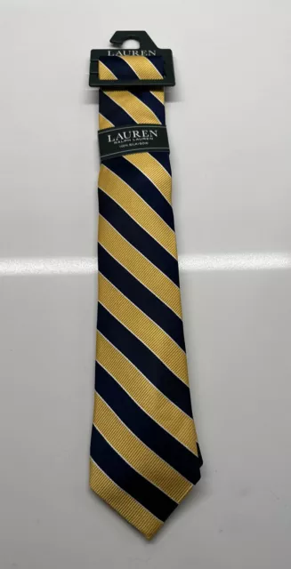 NEW Lauren Ralph Lauren Boys 100% Silk Neck Tie Yellow/Blue FREE Shipping