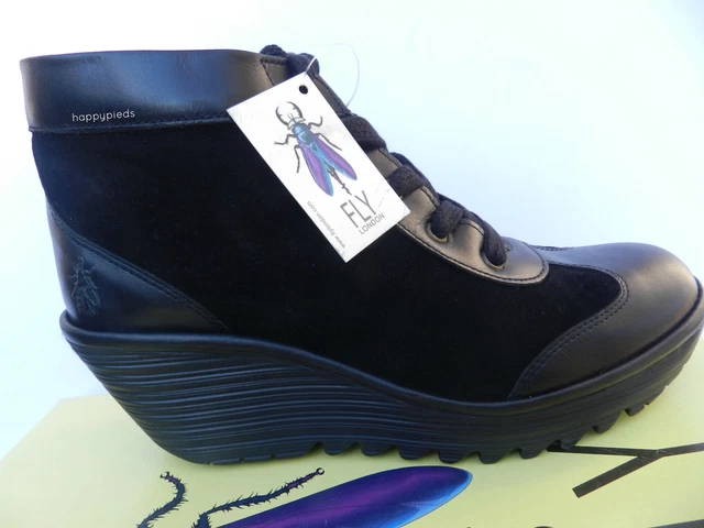 Fly London Yasm Chaussures 40 Bottines Compensées Bottillon Richelieu Derby Neuf