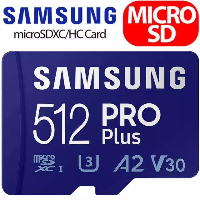 512GB Samsung Micro SD U3 A2 SDXC Class 10 Scheda di Memoria Pro Plus SDHC SDXC