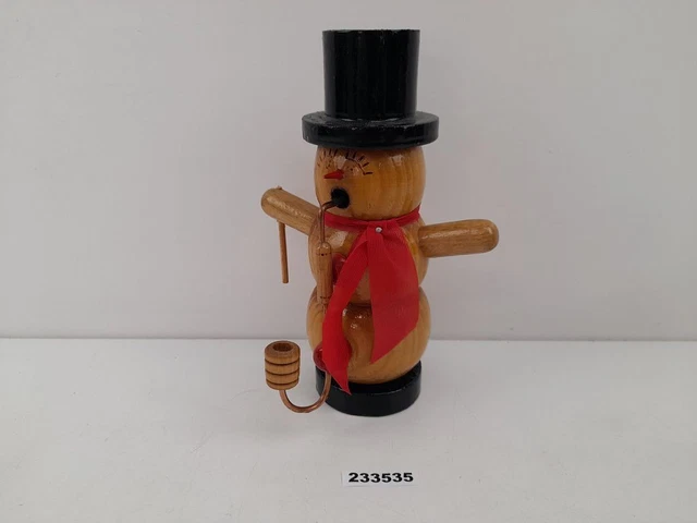 Räuchermann Schneemann Zylinder Pfeife Erzgebirge Holz alt Deko H:20cm #233535
