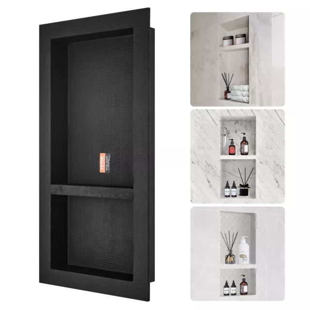 VEVOR Nicho de Ducha 10x40,64x81,28cm Estante Doble Insertado en Pared para Baño