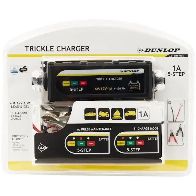 Chargeur de batterie Auto Voiture Moto 6v 12v 1A 5 étapes avec microprocesseur