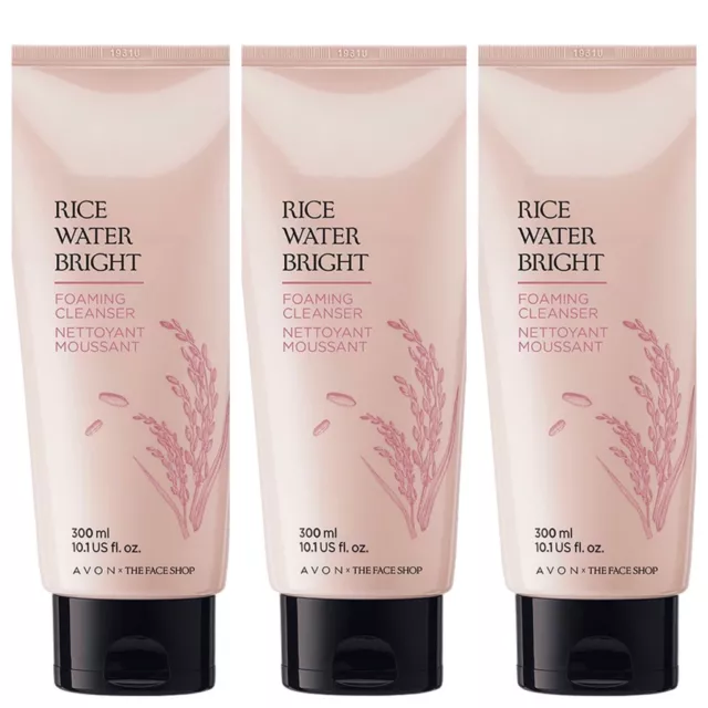 Avon THE FACE SHOP Rice Water Bright Foaming Cleanser 10.1 fl oz. LOF OF 3